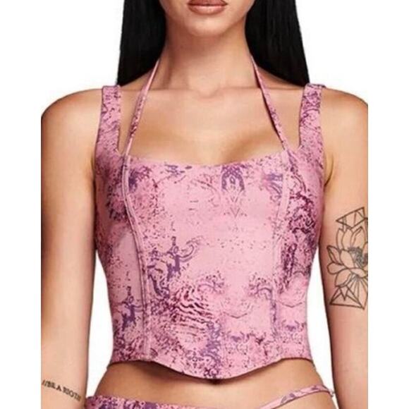 I.AM.GIA Elori Corset Top Pink and Purple Cropped Women’s Size XXS Coquette - Picture 2 of 9